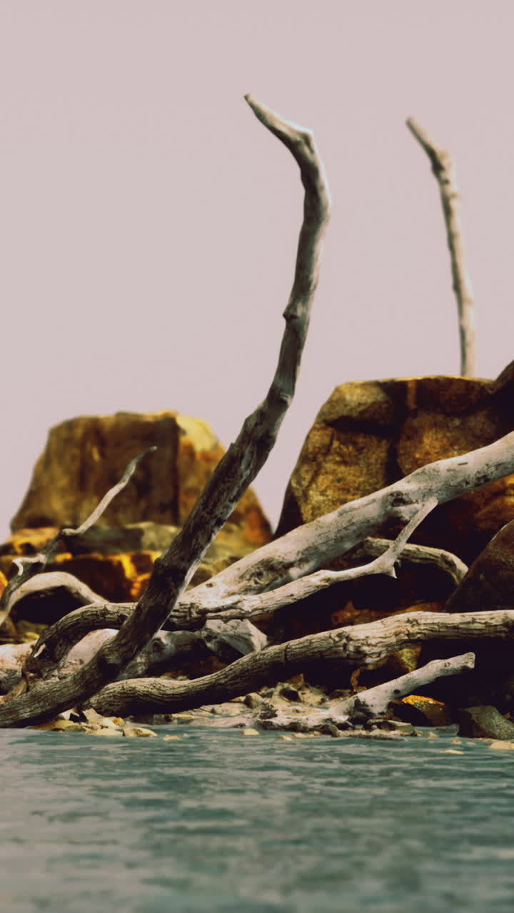 Rustic landscape with rocks and water in a tranquil natural setting