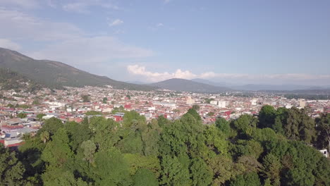 orbiting drone shot around uruapan in mexico