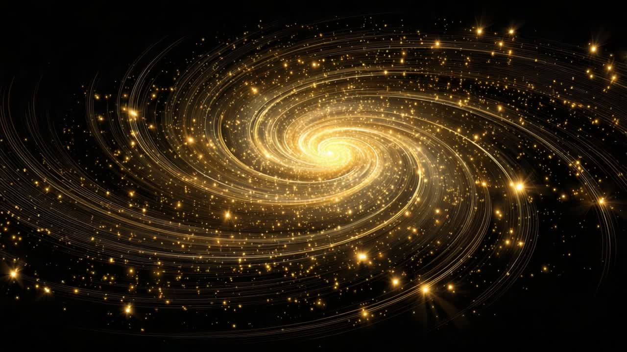 A Magnificent Cosmic Spiral: Explore the Beauty of the Galaxy's Center with Twinkling Stars and Golden Luminosity Captured in Stunning Detail