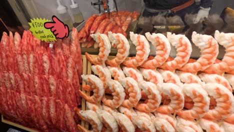 shrimp and crabs arranged, showcased in video