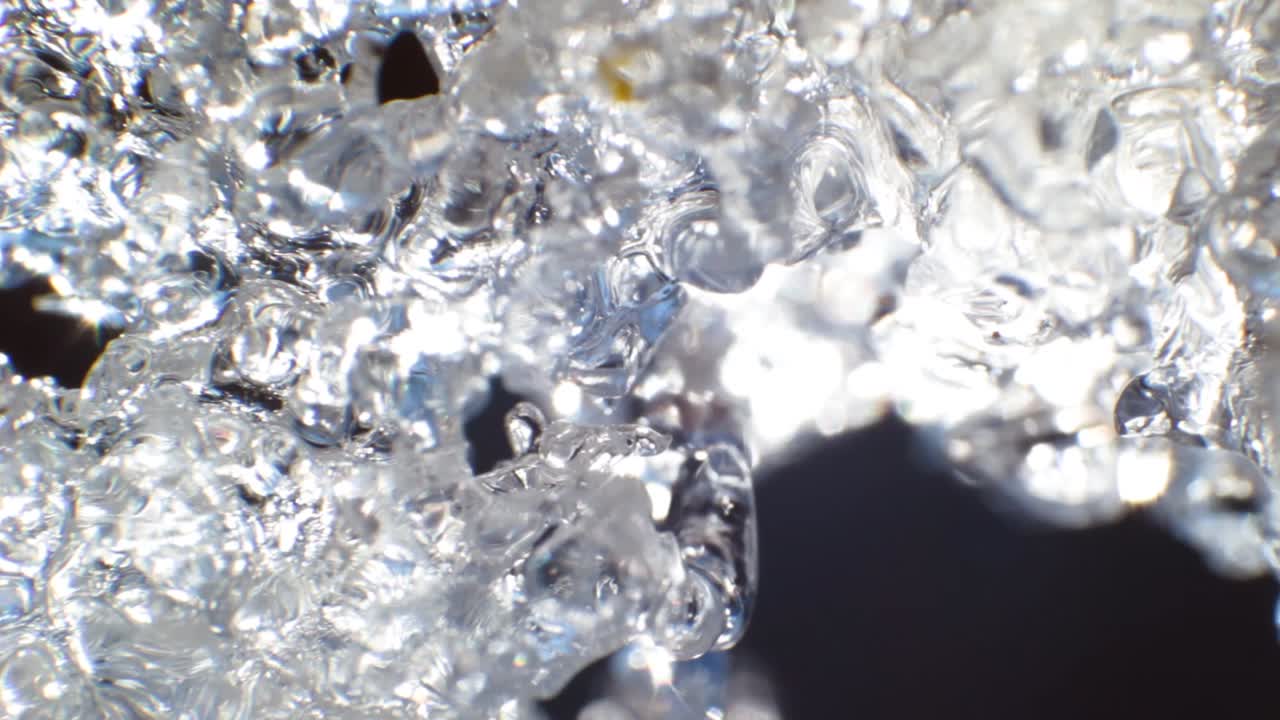 Close-Up Macro View of Sparkling Ice Crystals
