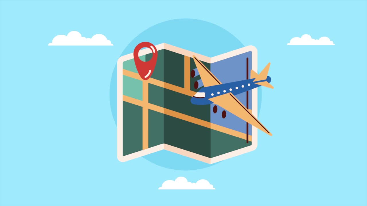 地図上の飛行機