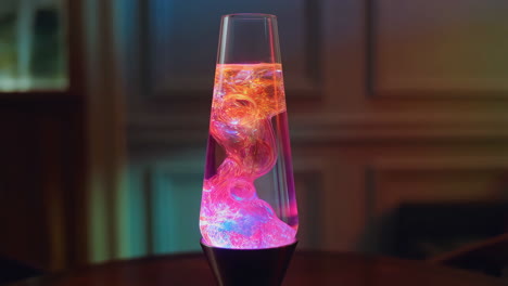colorful lava lamp glowing in a room