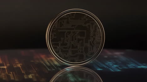 digital currency coin with circuit board design