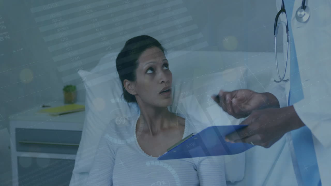 여성 환자와 백인 남성 의사에 대한 데이터 처리의 애니메이션