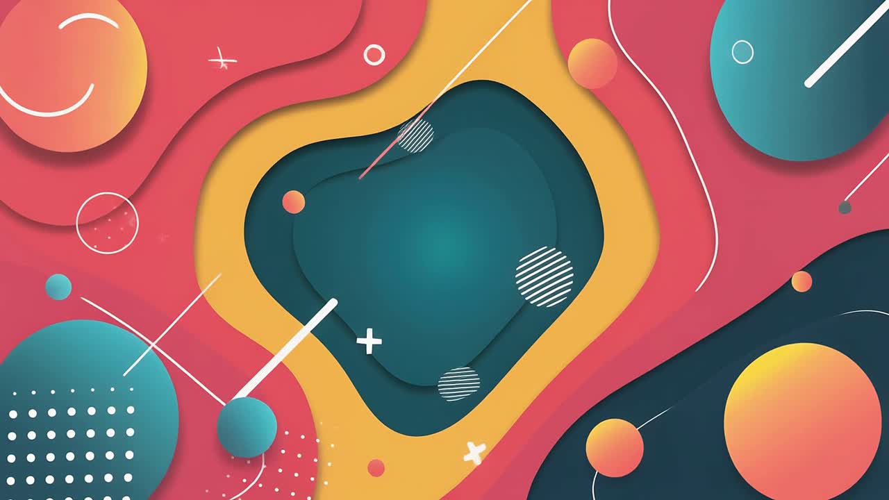 Animated Abstract Background with Wavy Layers and Geometric Shapes