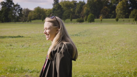 woman in a park on a sunny day