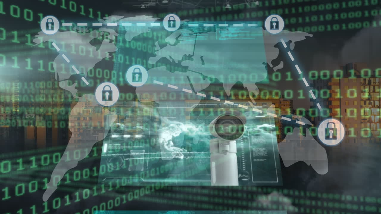 анимация карты мира и сети соединений через обработку данных