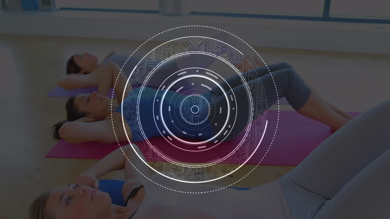 animación de la exploración del alcance sobre las personas que hacen ejercicio