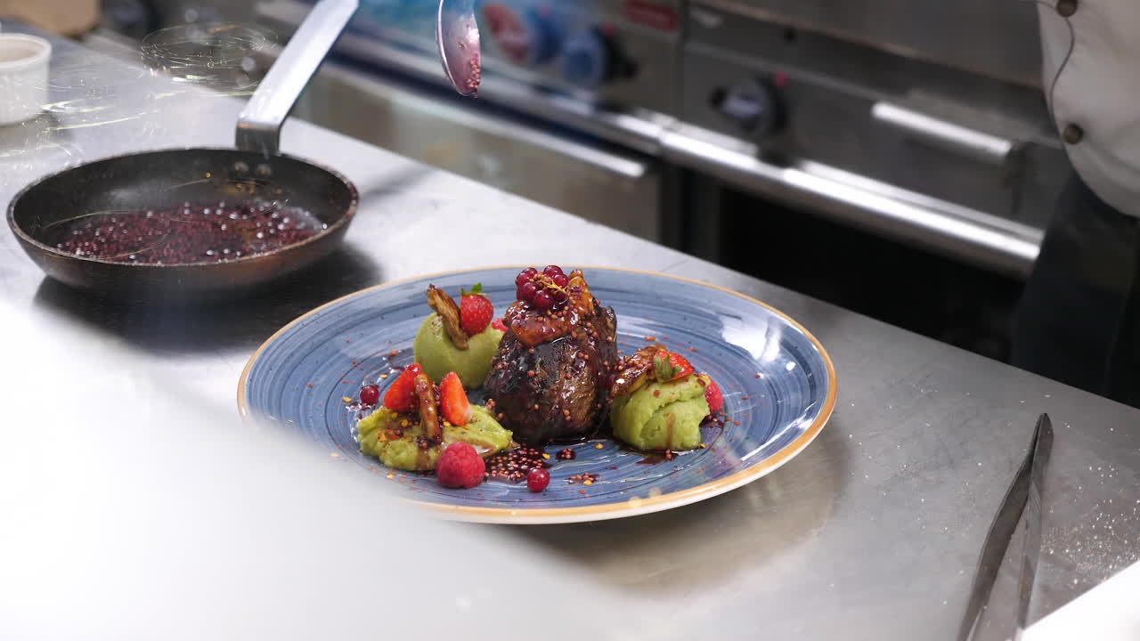 Gourmet food presentation by a chef