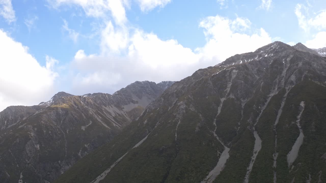 Mount Cook Towering Peaks In South Island, New Zealand - Low Angle Shot