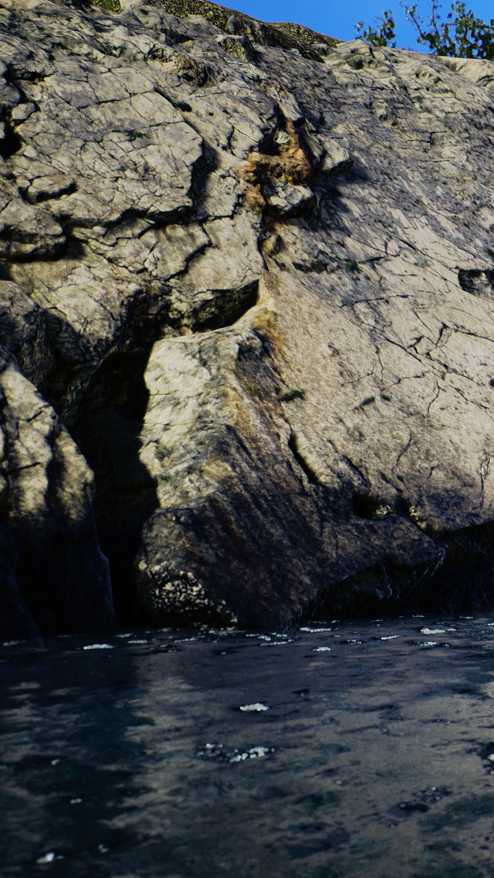 Rocks and water at a shoreline during daylight hours in a natural setting