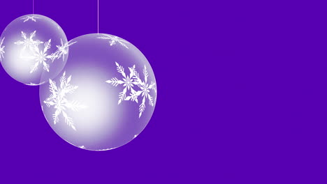 animated closeup motion white balls and snowflakes on purple background