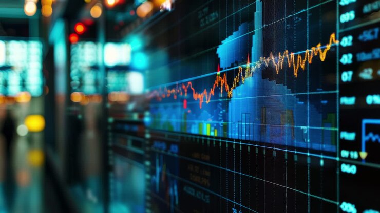 Scena urbana astratta di dati e codice realizzata con IA generativa