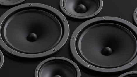 animation of studio subwoofer speakers playing loud sound.