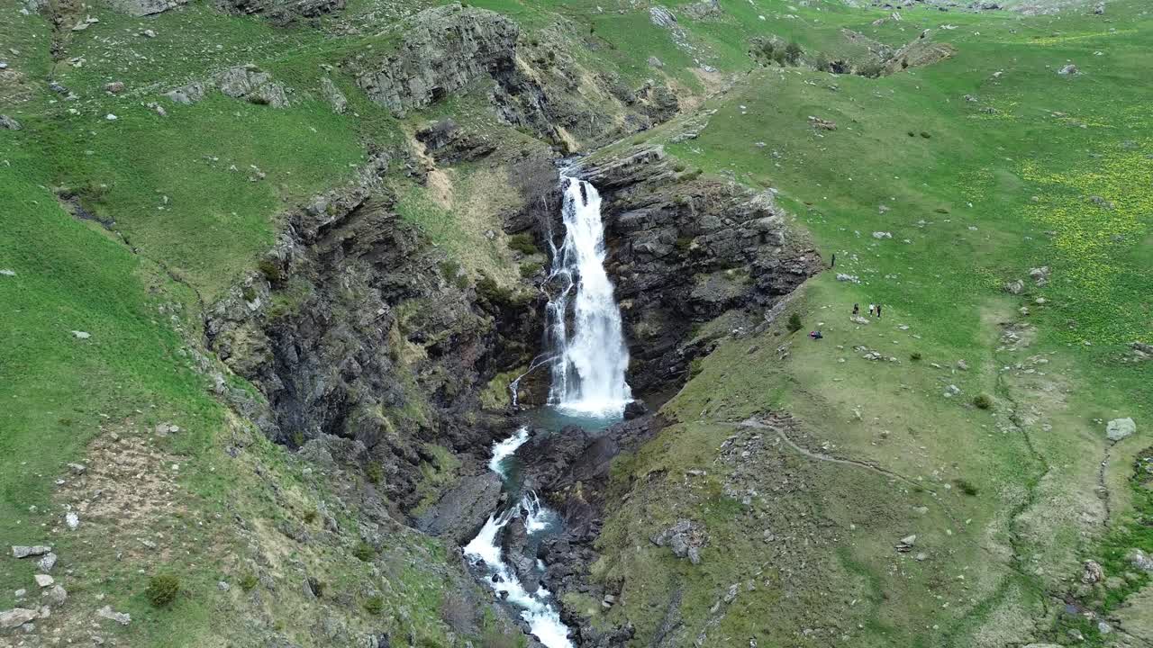 Waterfall in Valle de Izas, near Canfranc-Estación, Aragón, Spain, captured in 60FPS