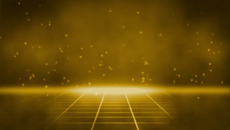 retro style animation of a yellow floor with glowing highlights and particles