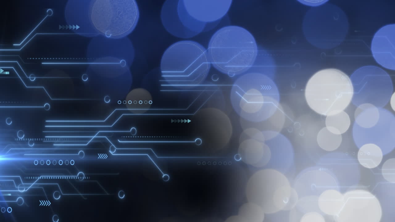 Animation of data processing over blue background