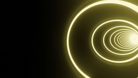 túnel de neón de círculo amarillo. telón de fondo abstracto en bucle.