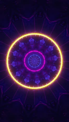 blue and purple circular design with star in the center. kaleidoscope vj loop vertical