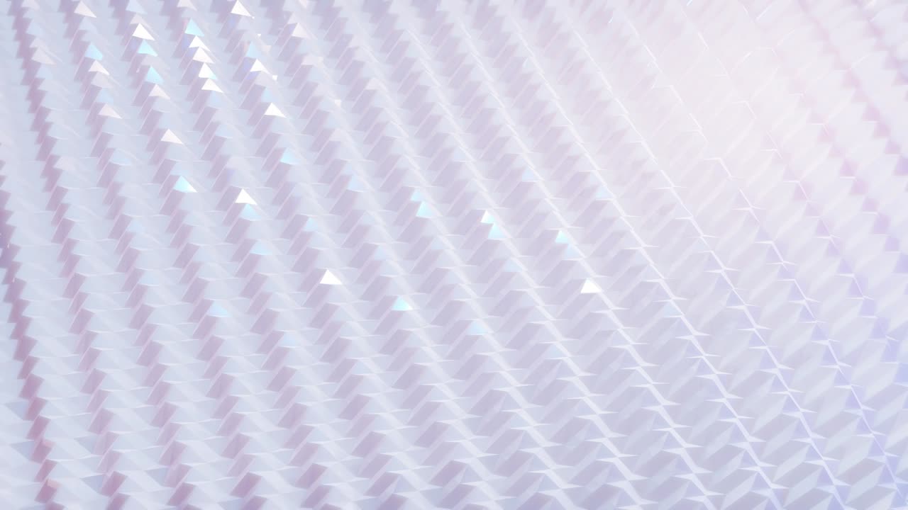 4k에서 스타일리시한 크리에이티브 추상 백색 낮은 폴리 배경, 추상적인 파동은 반이는 표면에서 루프로 움직이고, 부드러운 부드러운 원활한 애니메이션, 간단한 미니멀한 기하학적 bg.