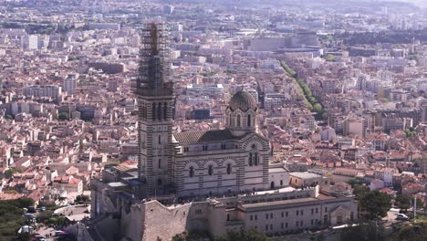 cinematic view of notre dame de la garde in marseille, france