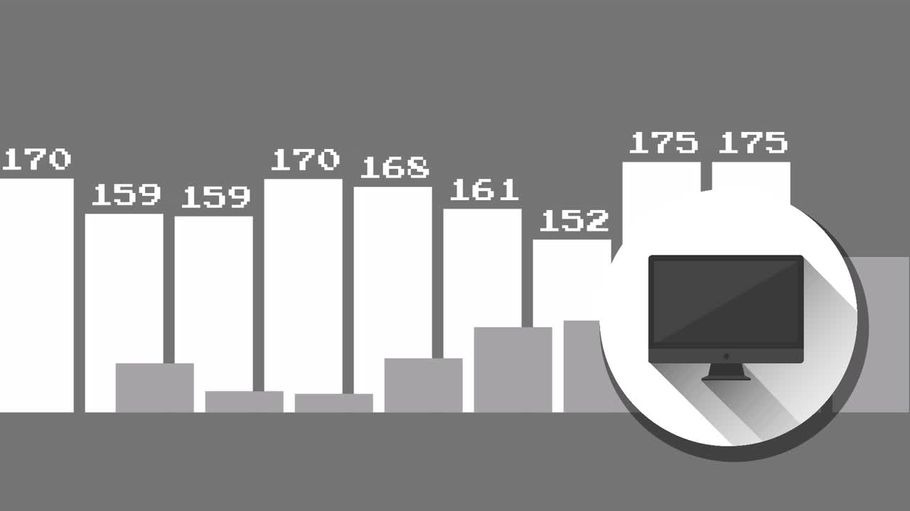 Animazione di elaborazione dati su computer