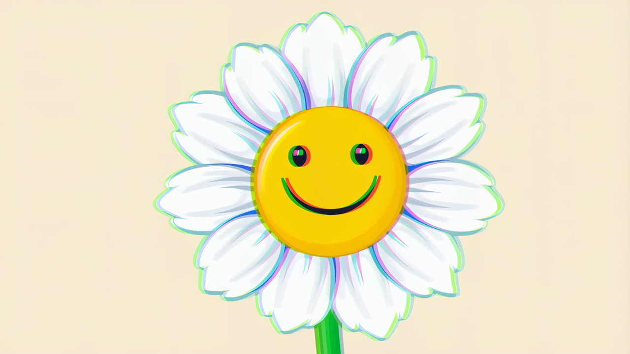 Smiley Face Daisy Flower Illustration