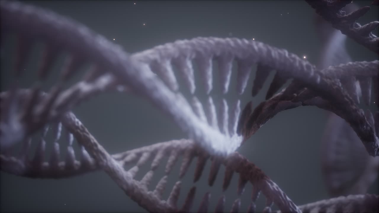 estructura helicoidal doble de la cadena de adn animación de primer plano