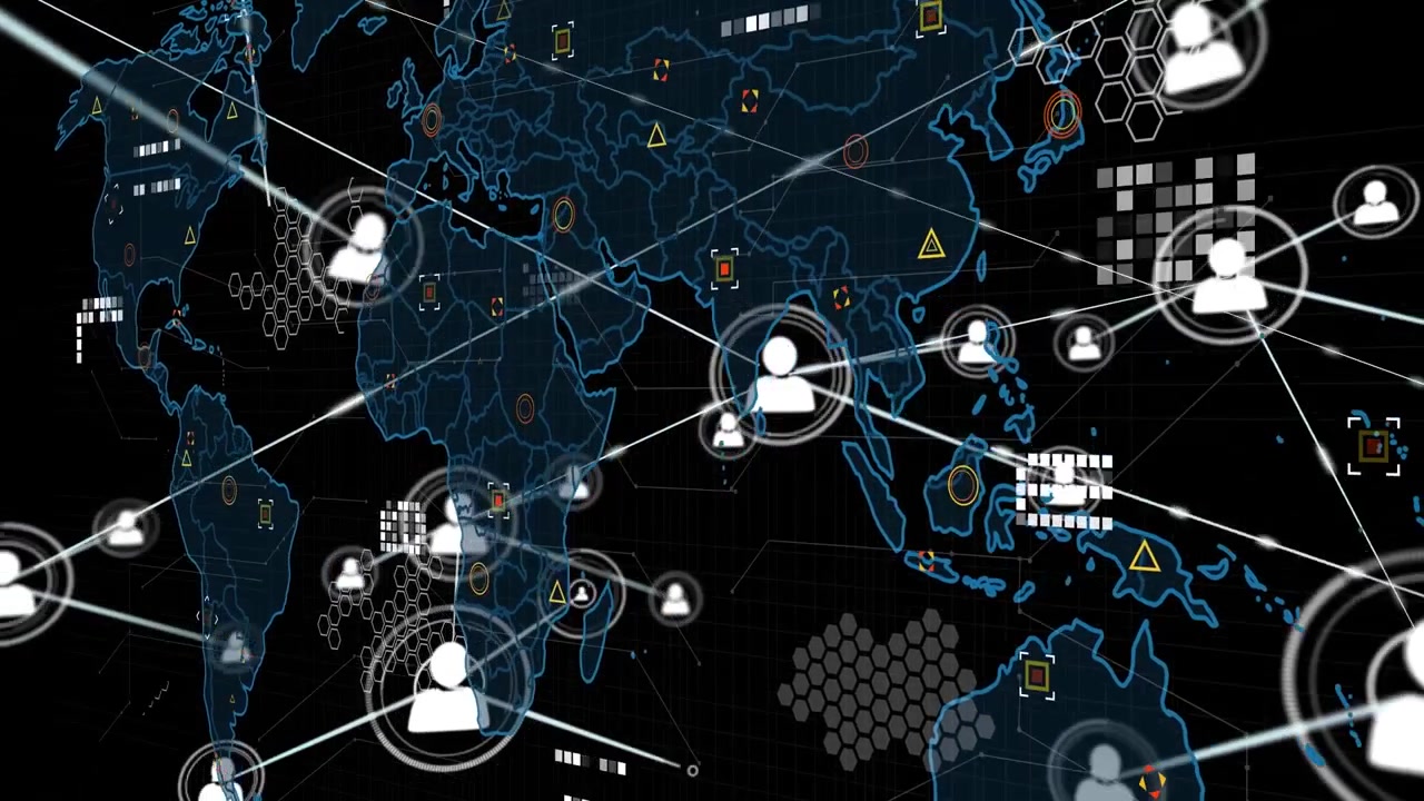 Digital Global Network Connection with People Icons on World Map