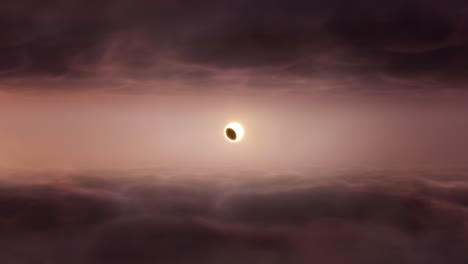 Flying Above Clouds Towards Total Solar Eclipse