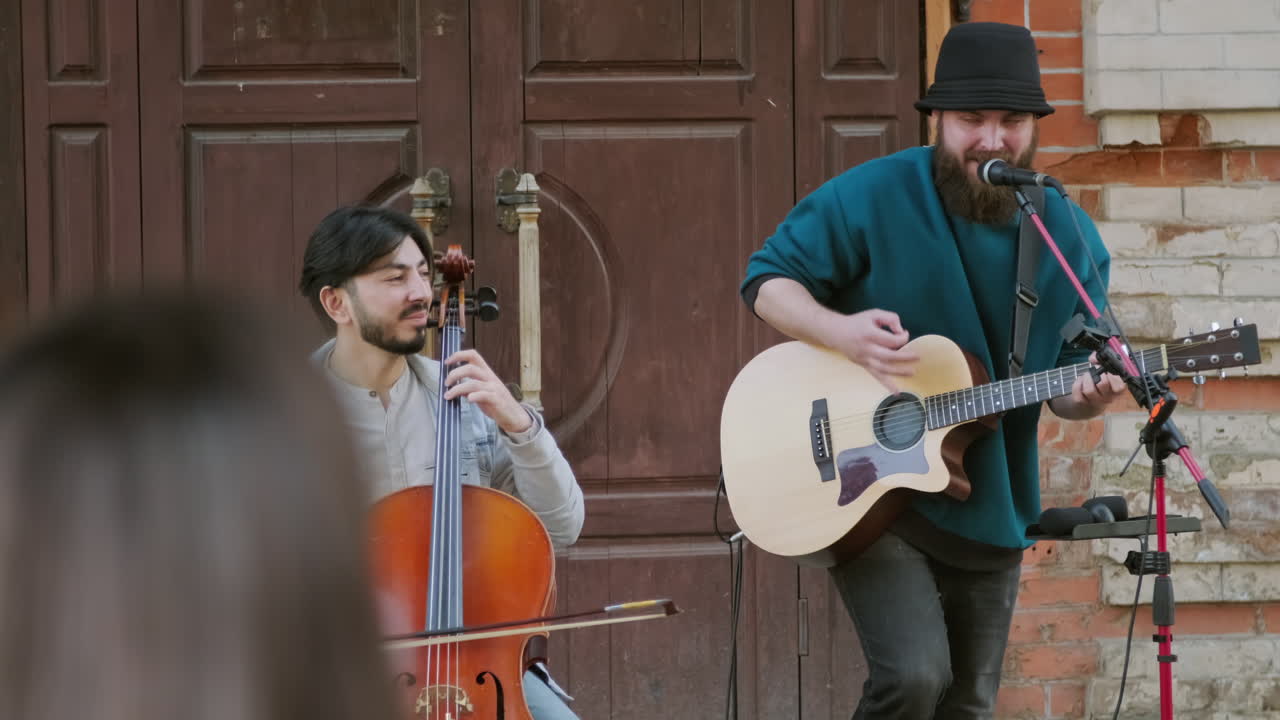 Band Performing Song on Street