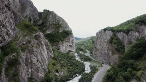 mountain canyon road with river