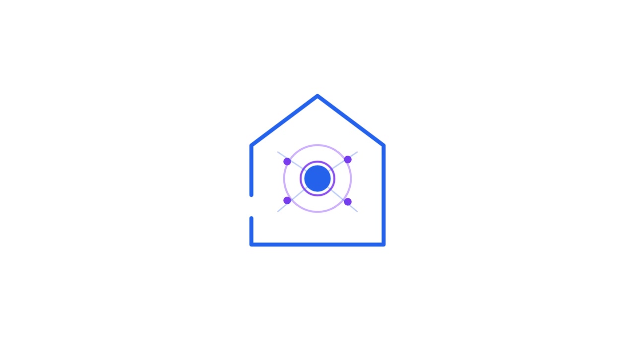 Animated Line Drawing of a Smart Home Icon