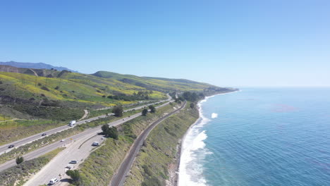 us highway route 101 with a seaside view in southern california - aerial view