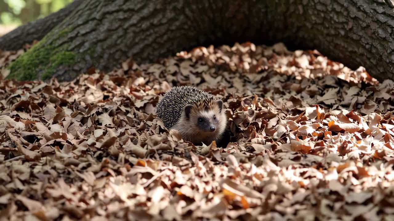 Igel in den Herbstblättern