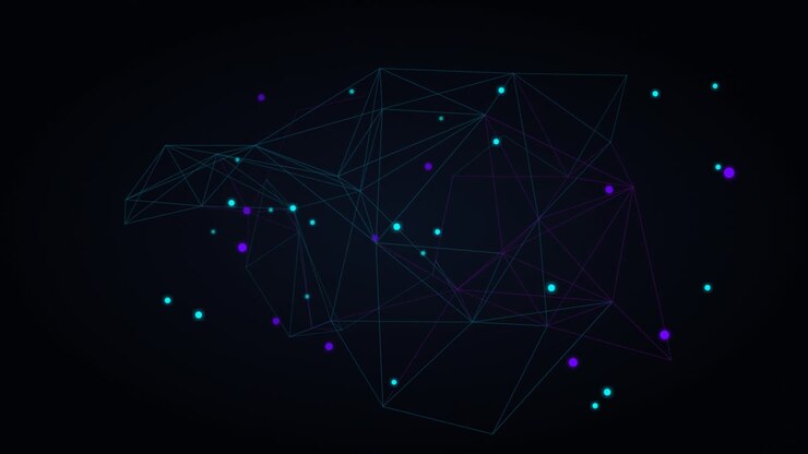 Abstract Digital Network Connection with Floating Glowing Particles