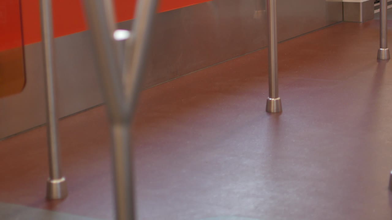 View to the floor inside the train-skytrain's commuter in daytime
