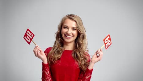 young woman with valentines accessories