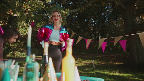 outdoor party with festive decorations