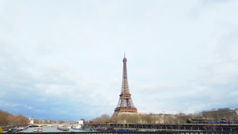 beautiful views of effeit tower from the river in the afternoon