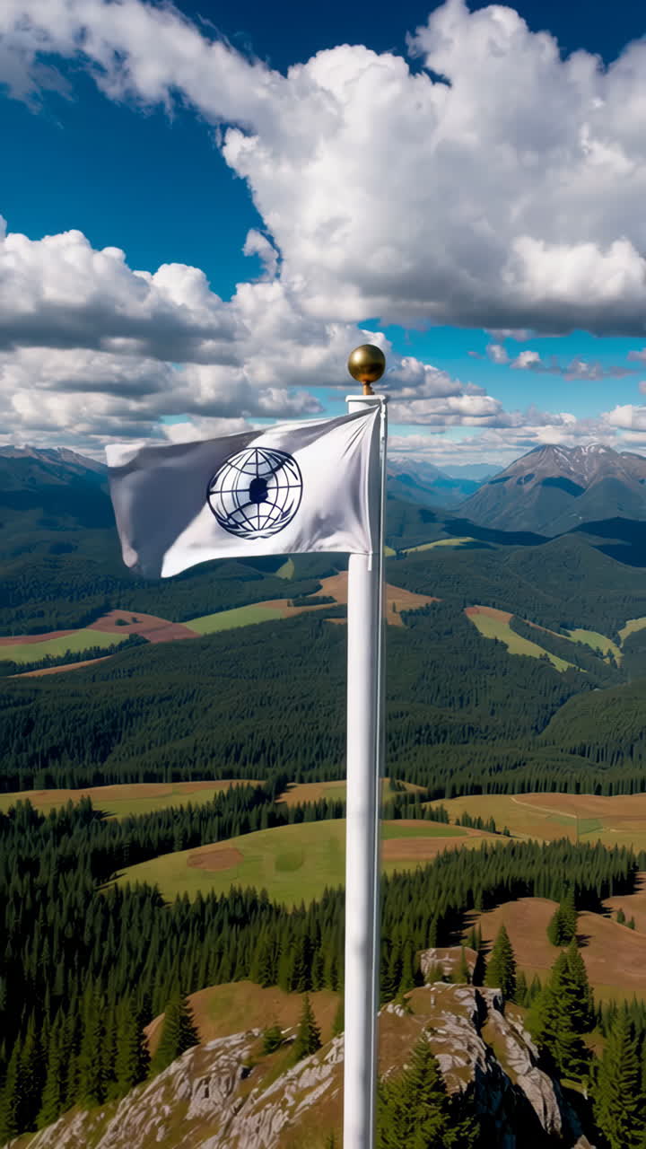 International Flag on a Mountain Summit