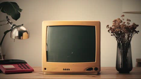retro tv, vintage television in a nostalgic setup, a retro tv displays grain on screen, scary halloween night device good for chroma key and green screen. high quality 4k footage