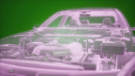 animación holográfica de un modelo de coche 3d con motor
