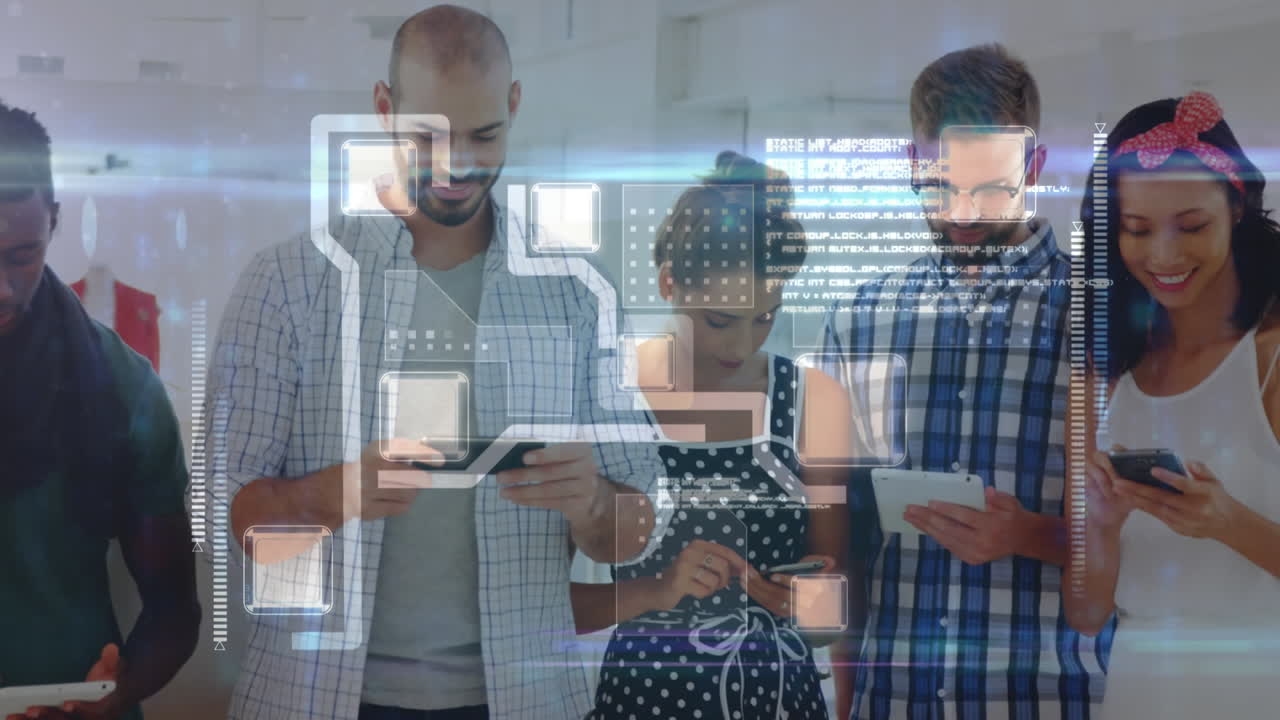 Digital interface with data processing against office colleagues using electronic devices