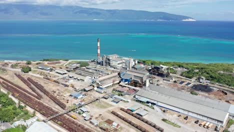 sugar cane processing industrial facility on caribbean coast