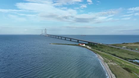 denmark great belt bridge over strait between zealand and funen islands