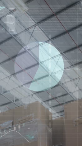 animación del procesamiento de datos financieros en un almacén vacío