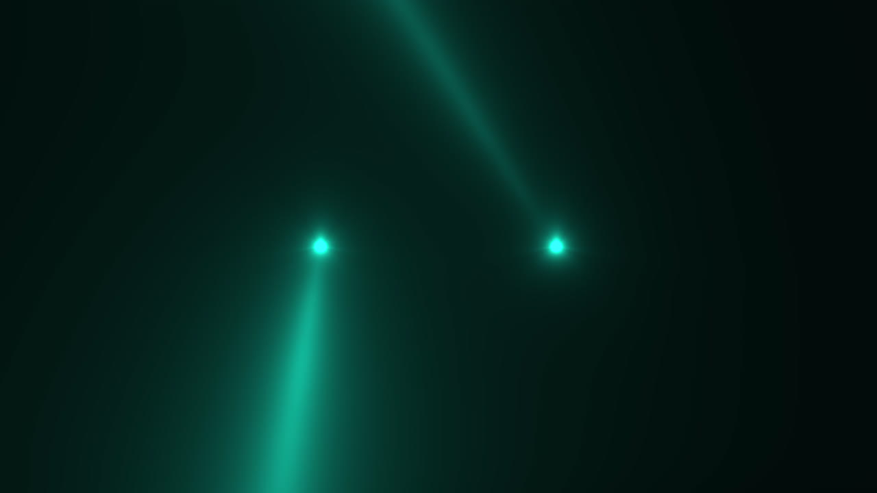 Animation motion green glowing spotlight beams on dark background in stage 3