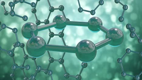 animation of 3d micro of molecules on green background